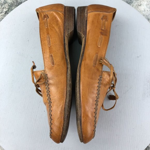 Cole Haan Men's Size 10.5 Brown Closed Moc Toe Tie Detail Slip On Loafers Shoes - Picture 8 of 13